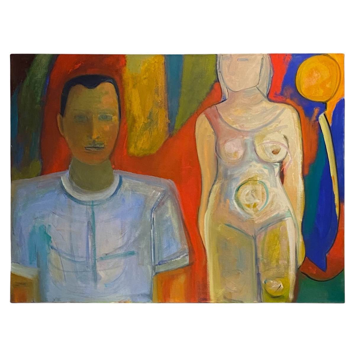 Vibrant Oil Painting of Man and Woman
