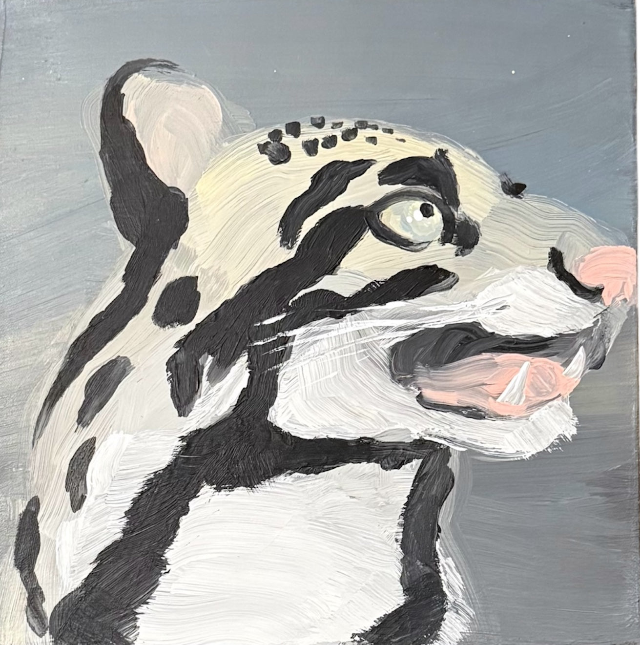 Painterly Portrait of Leopard on Gray Ground