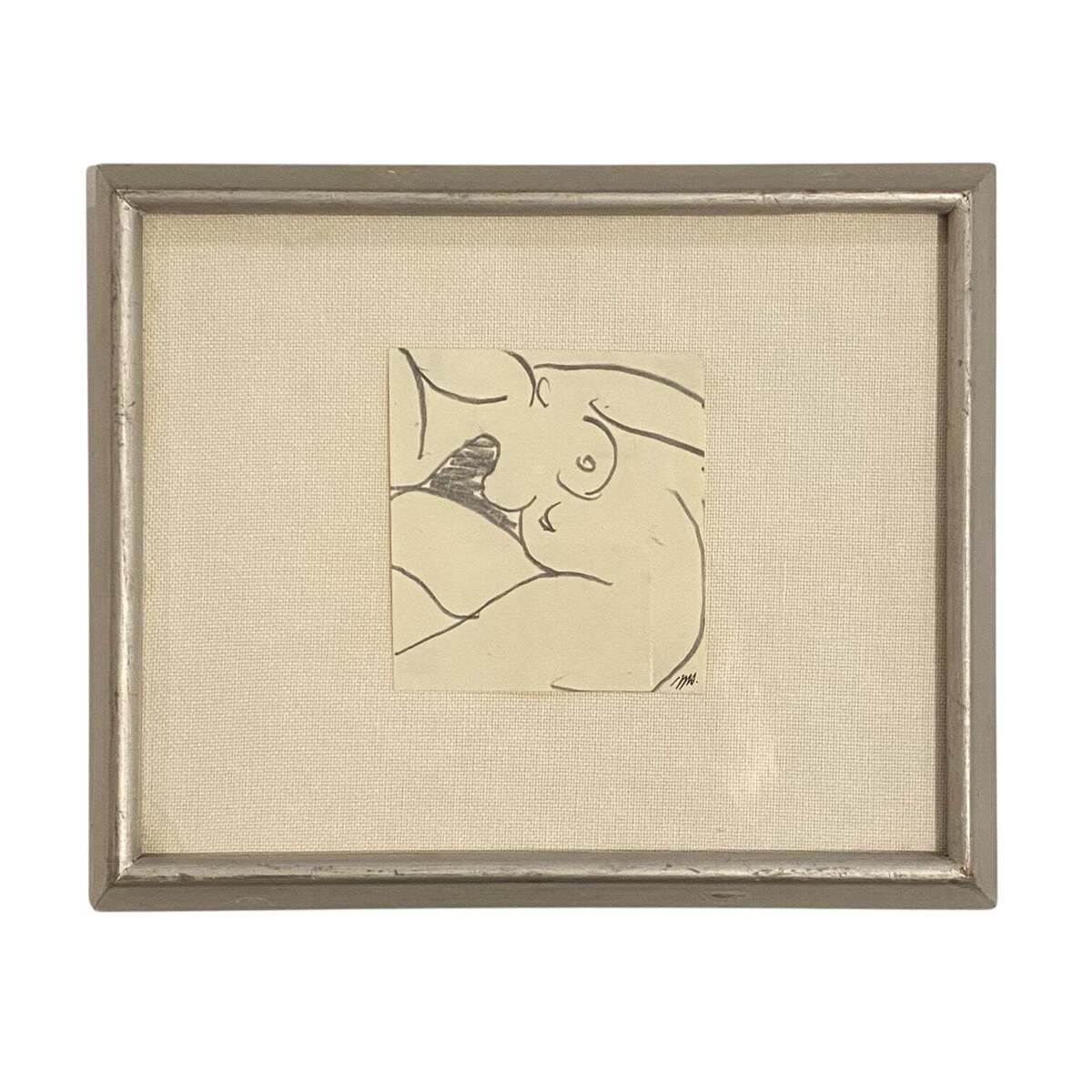 Graphite Drawing of Figure in Original Artist's Frame