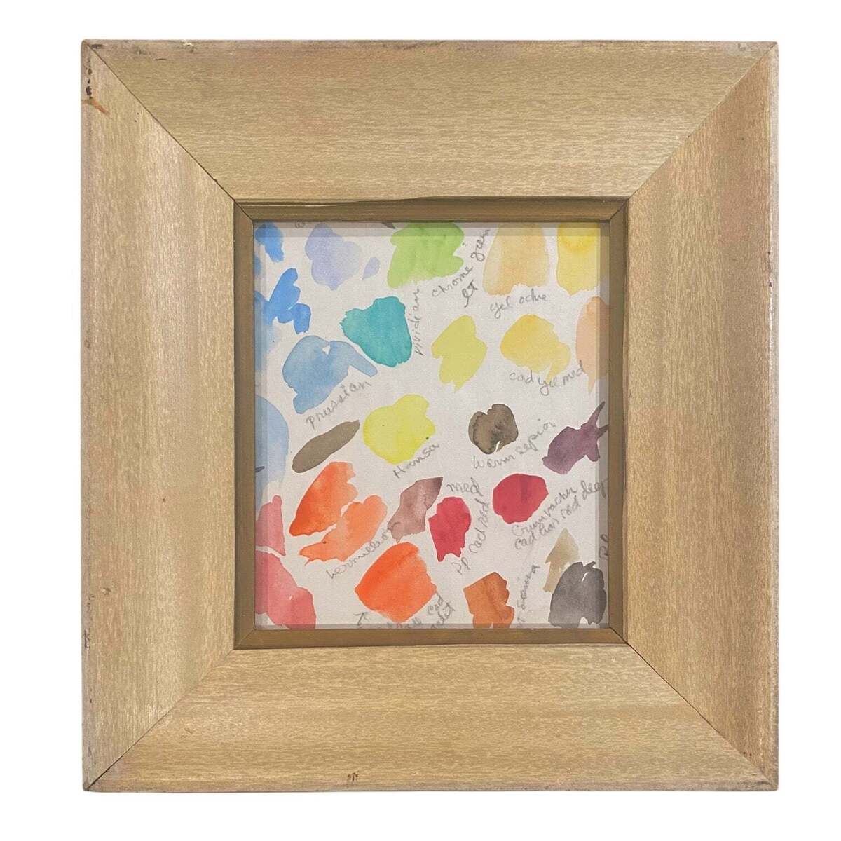Artist's Color Study Painting on Paper Presented in Vintage Frame