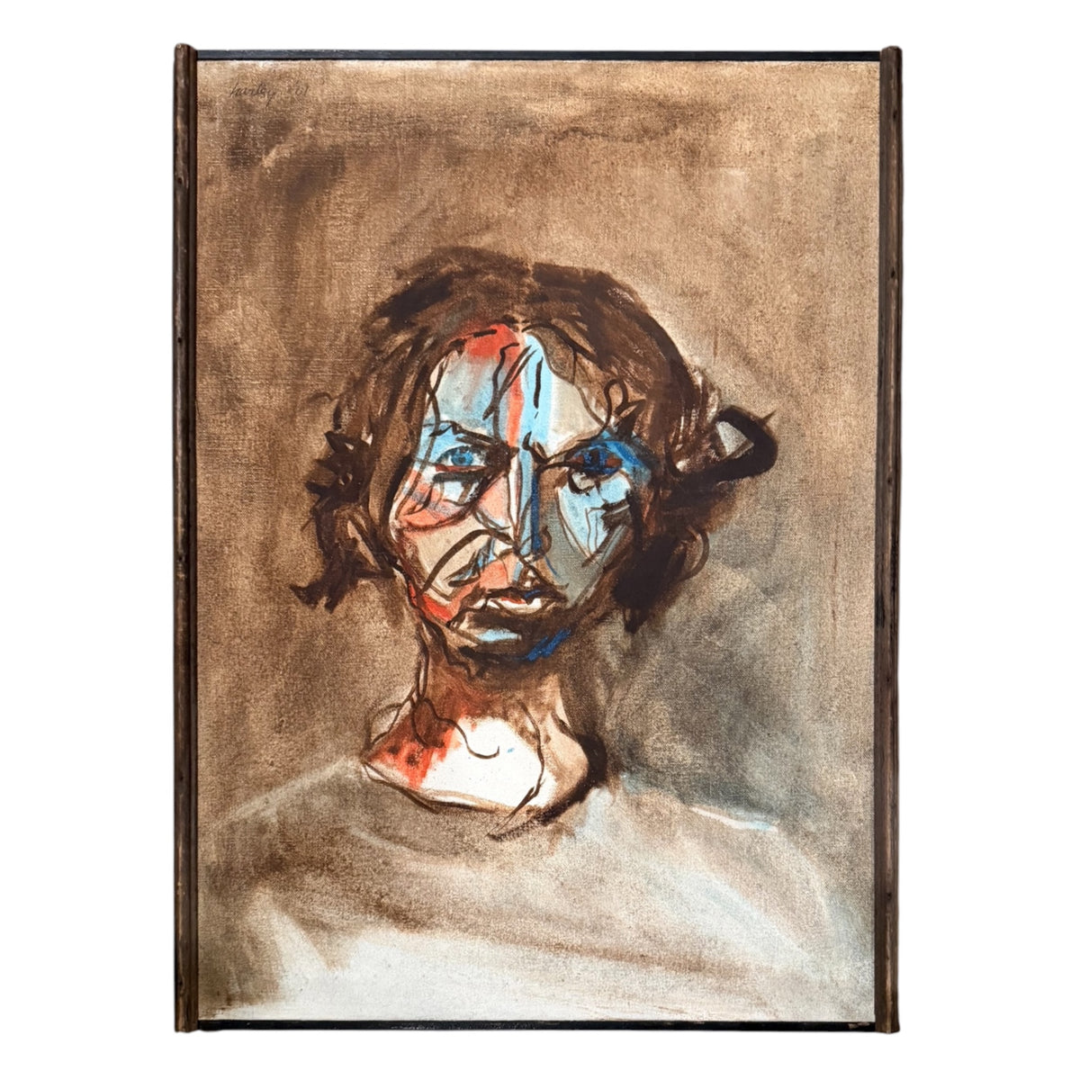1960's Oil on Canvas Abstract Expressionist Portrait of a Woman