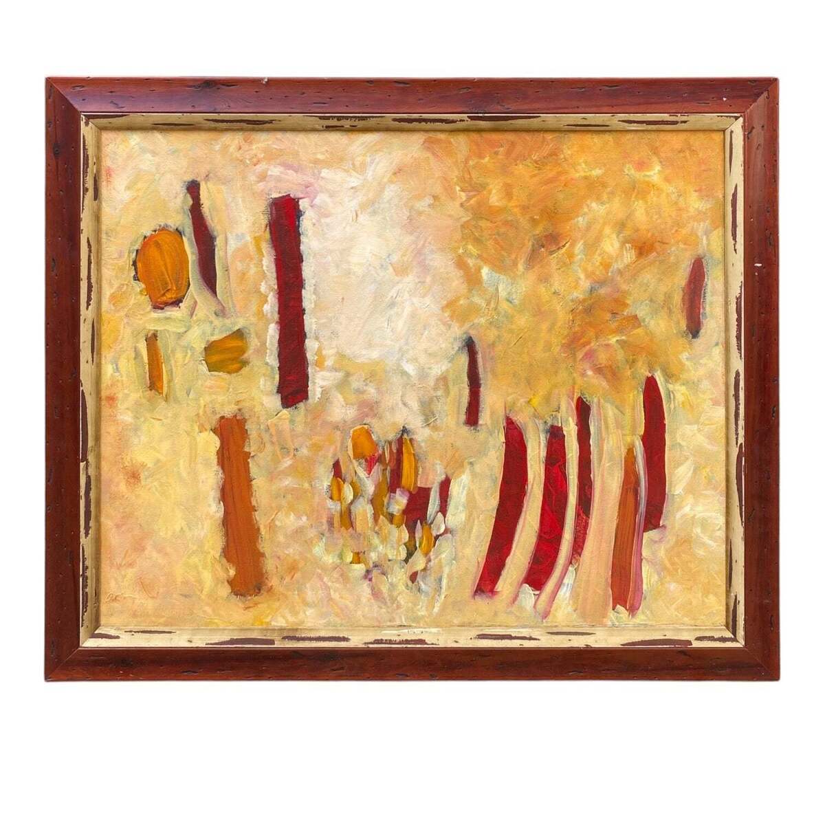 Abstract Naturescape Presented in Original Vintage Frame