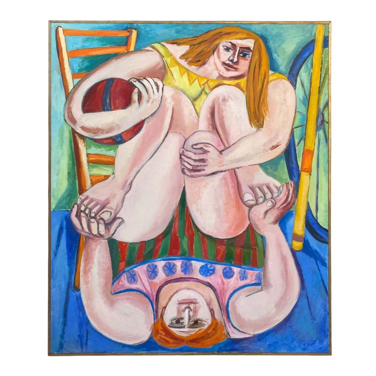 1956 Oil Painting of Intertwined Figures