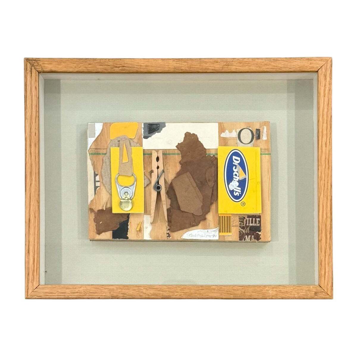 1999 Mixed Media Collage of Found Objects in Original Shadowbox Frame