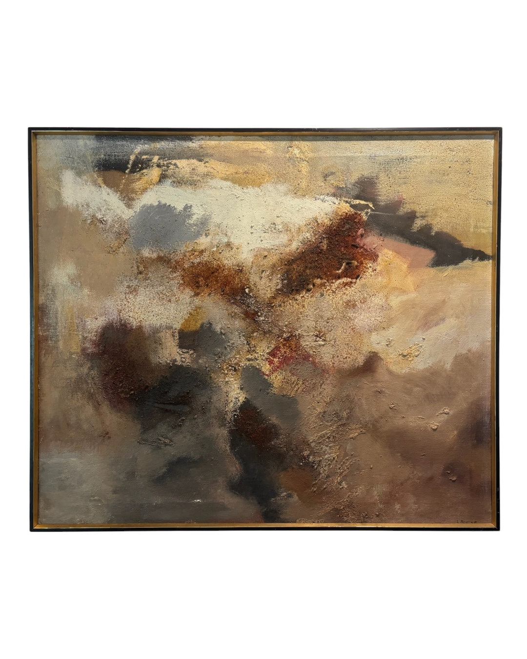 1960s Textural Abstract Painting in Neutrals