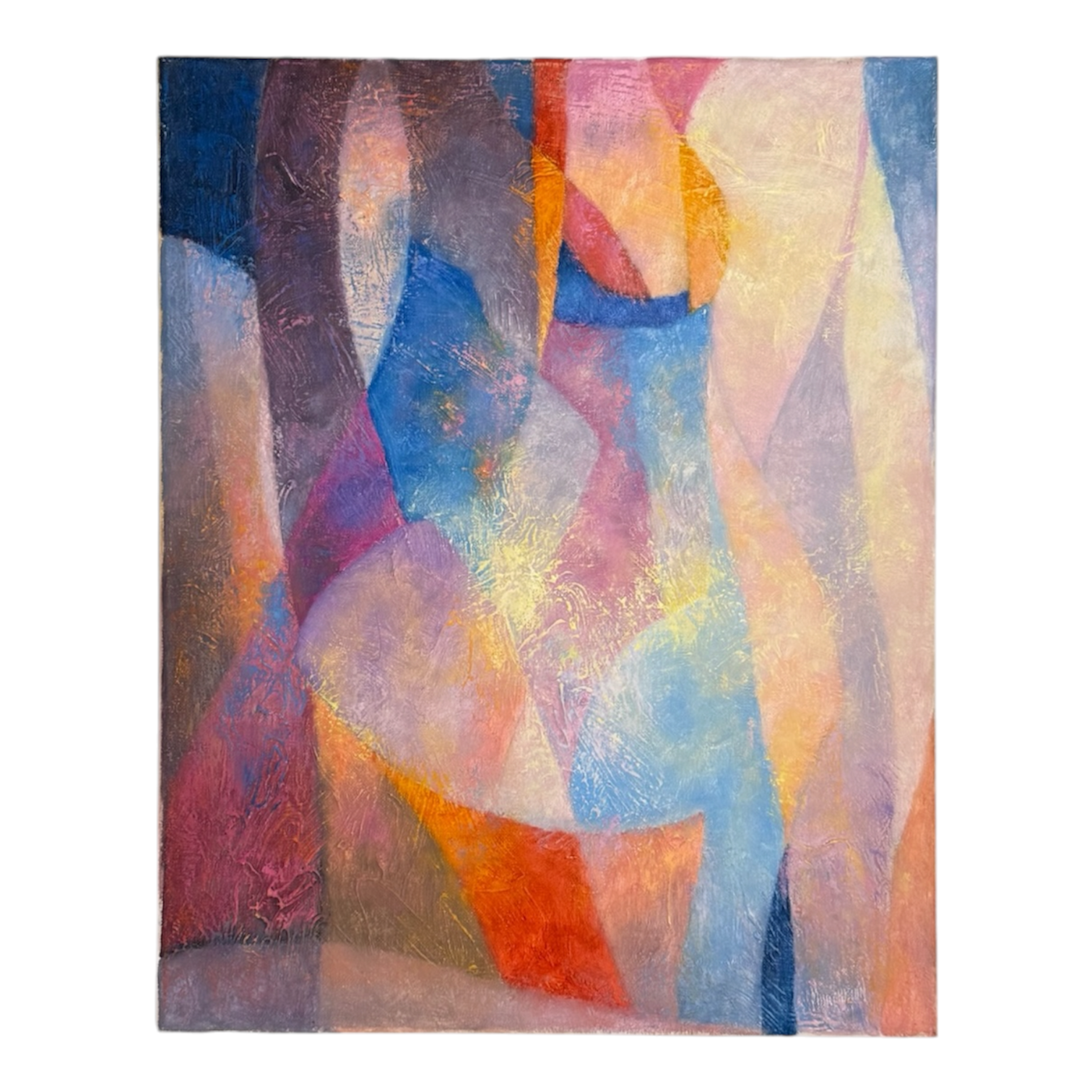 Gently Geometric Abstract Painting in Brilliant Coloration