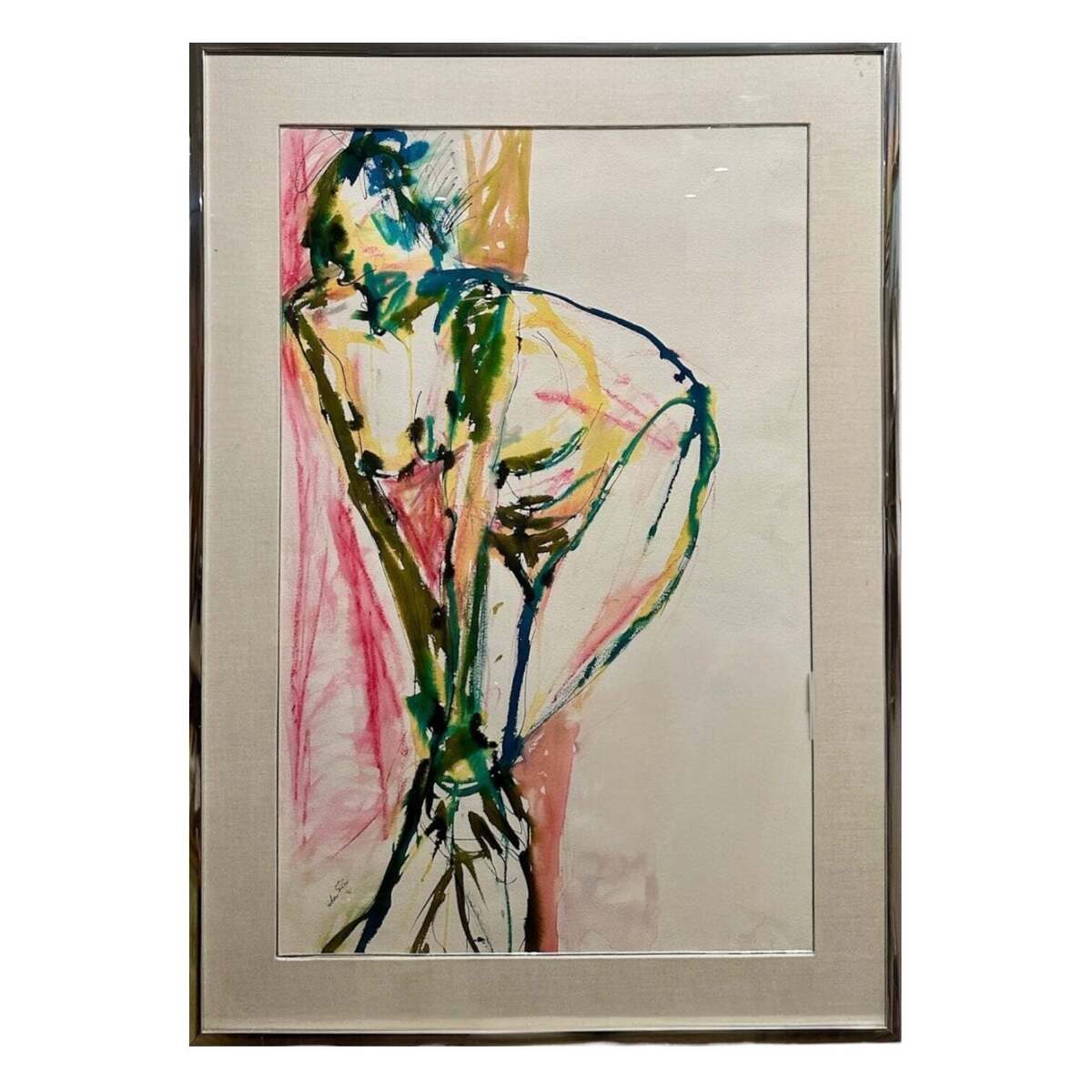 Reserved Large Abstract Expressionist Watercolor by Helen Stein