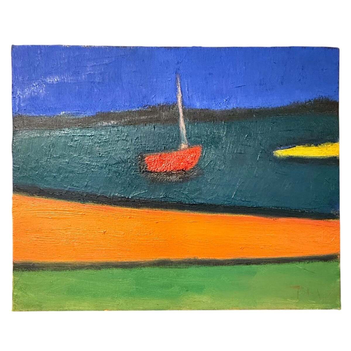 Landscape at Water's Edge with Sailboat