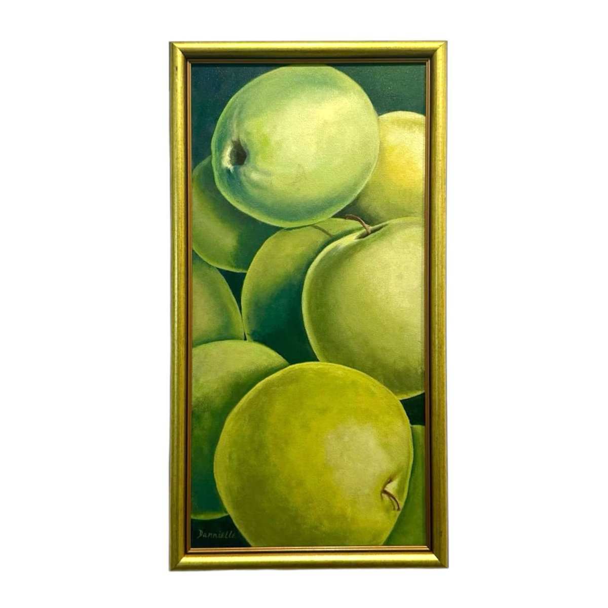 Vintage Realistic Painting of Granny Smith Apples