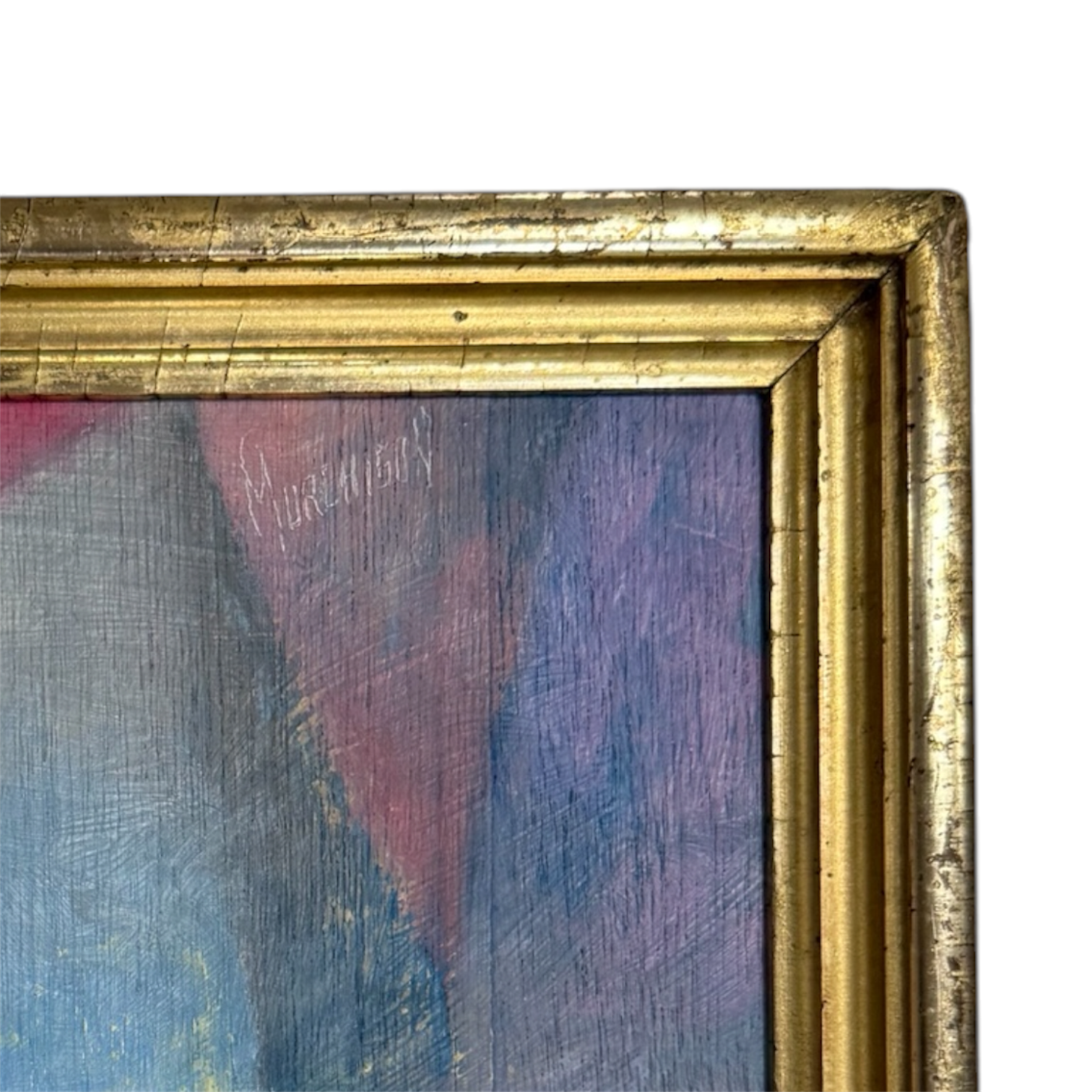 Softly Faceted Colorfield Pinks and Blues in 19th Century Gilt Frame