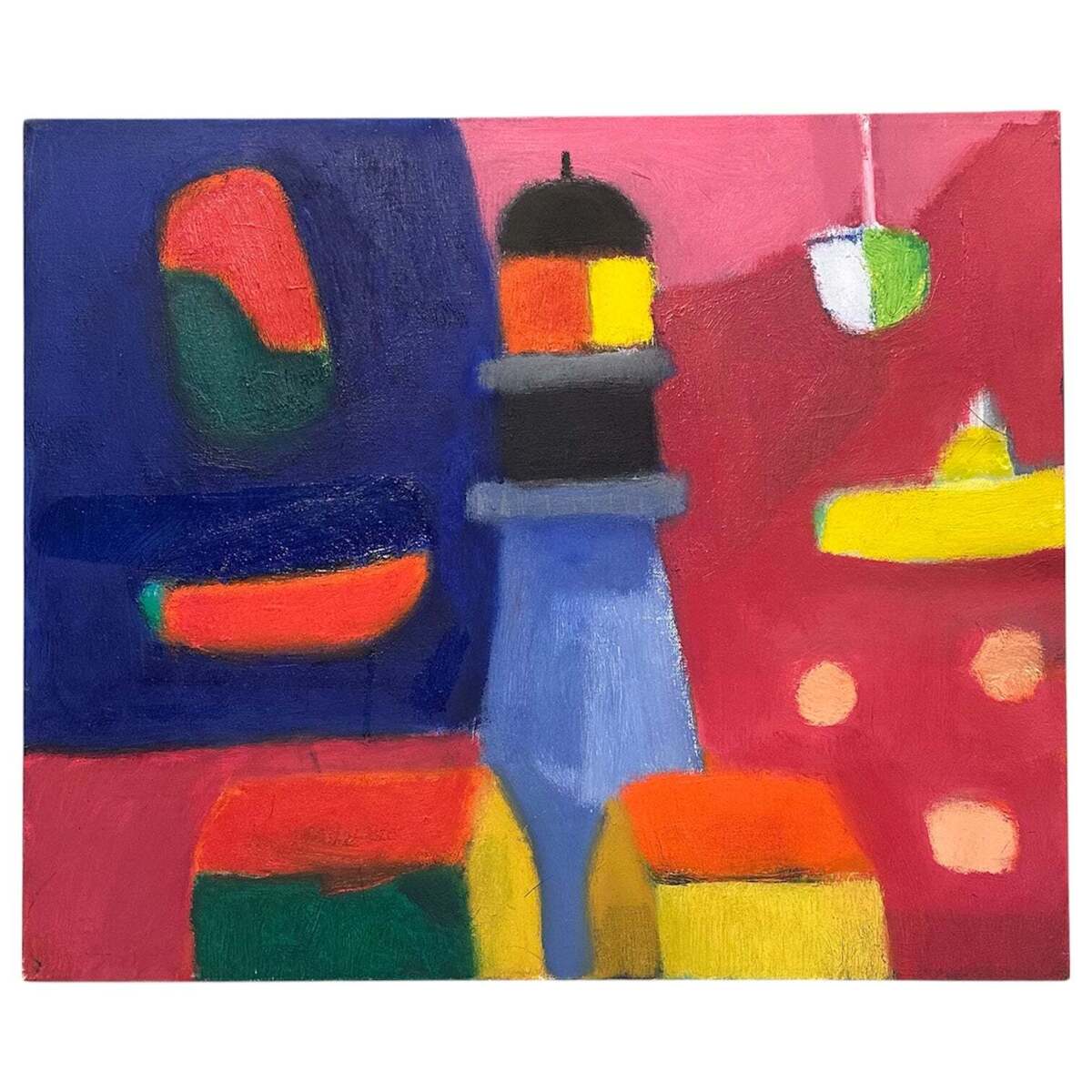 Abstract Seaside Painting with Lighthouse