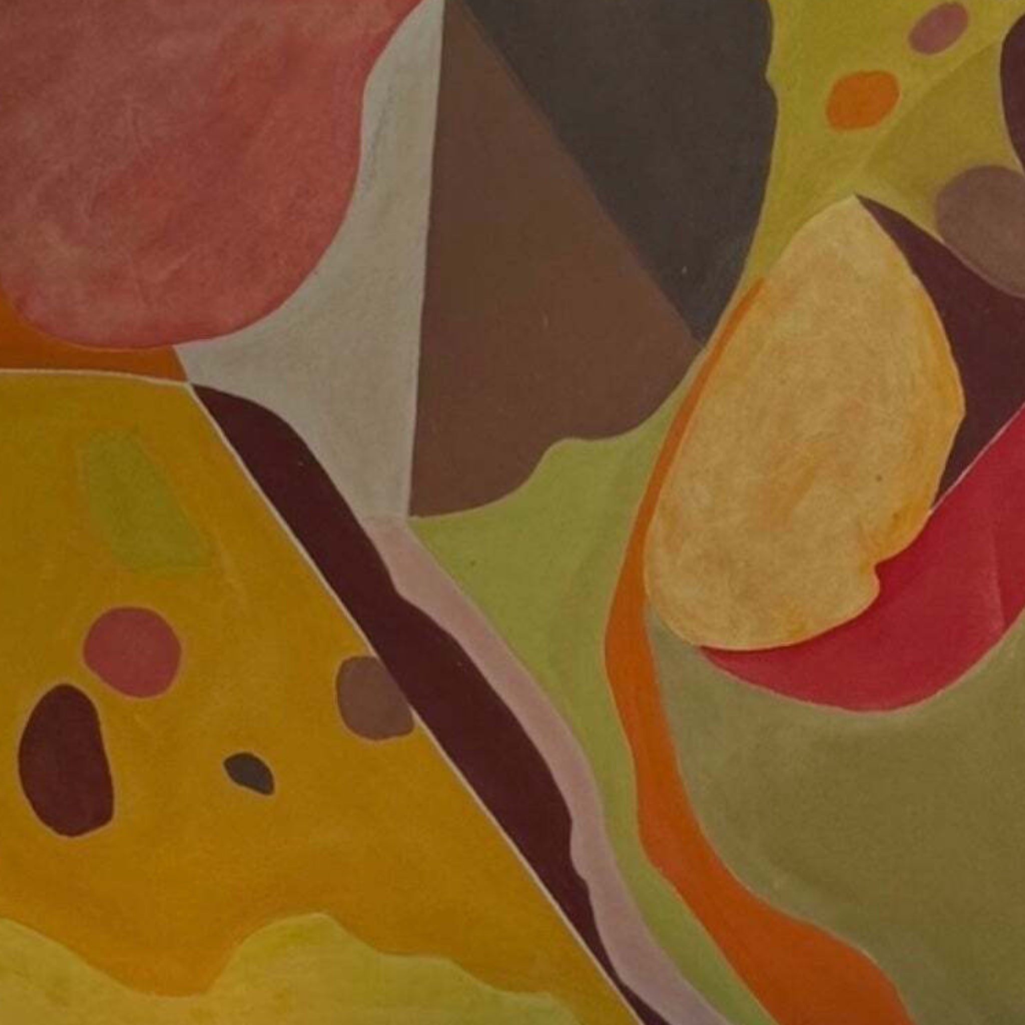 Color Block Abstract in Olives Browns Ochres and Reds