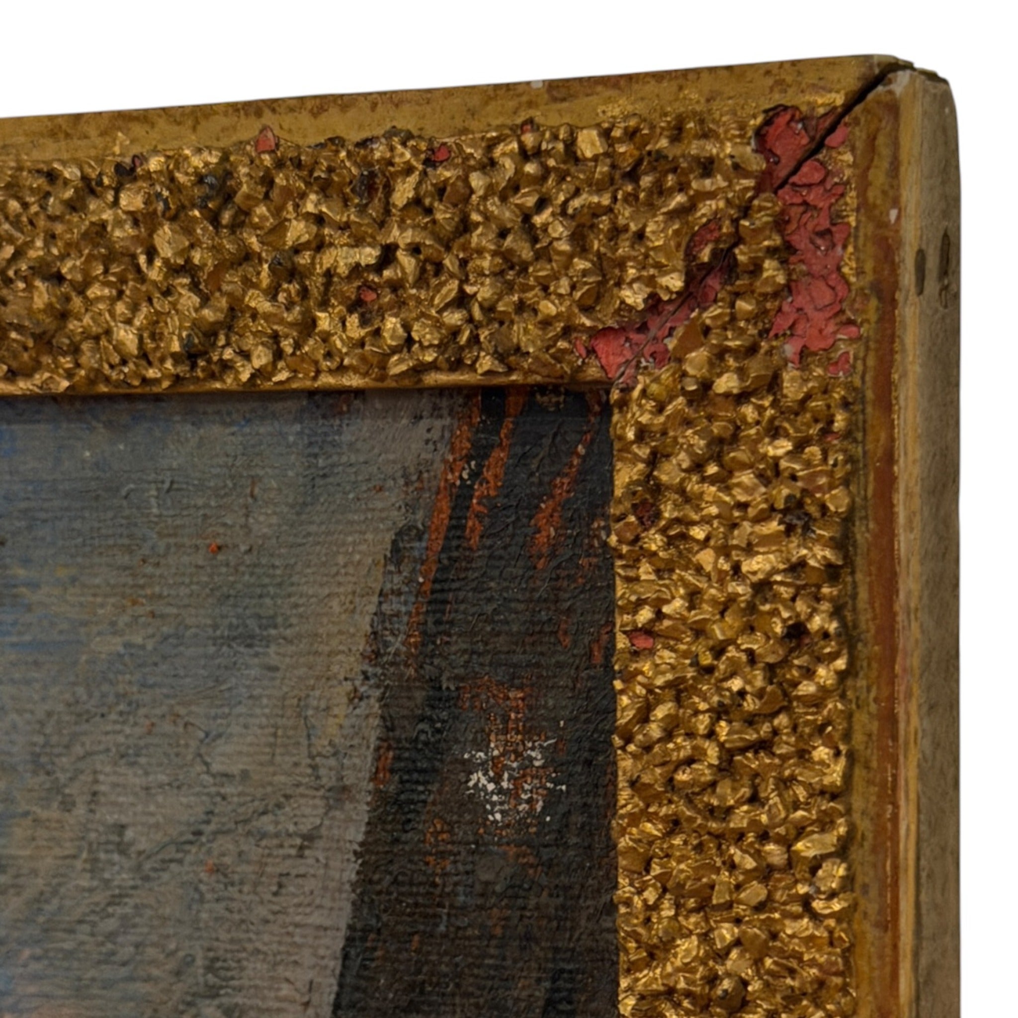 Painting of Provincetown Harbor Village in Antique  Textured Gold Frame