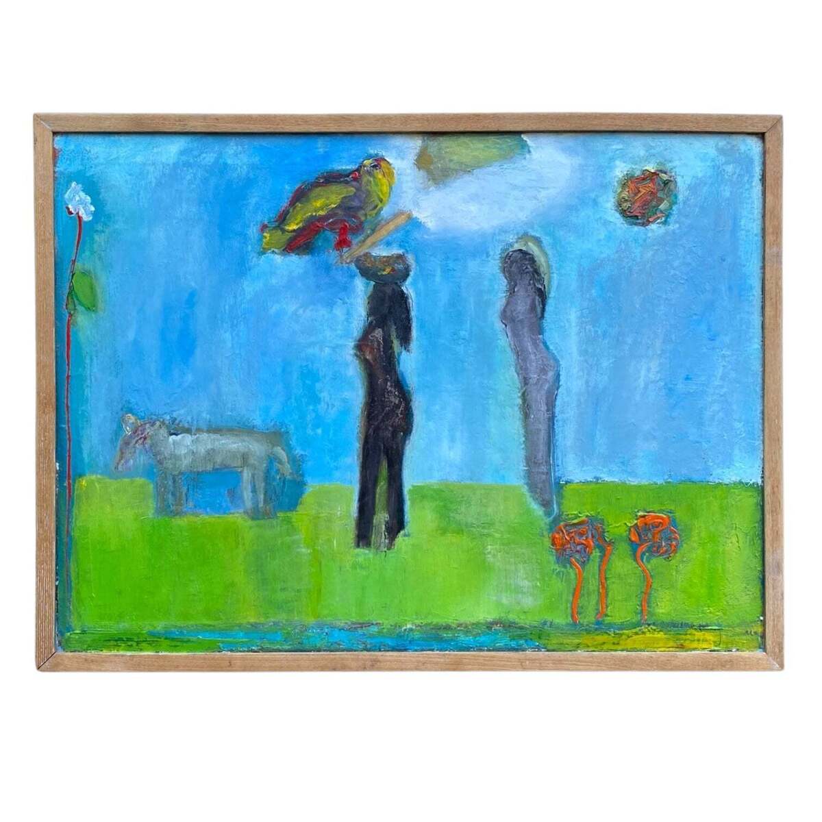 Vintage Scenic Figurative Oil on Canvas