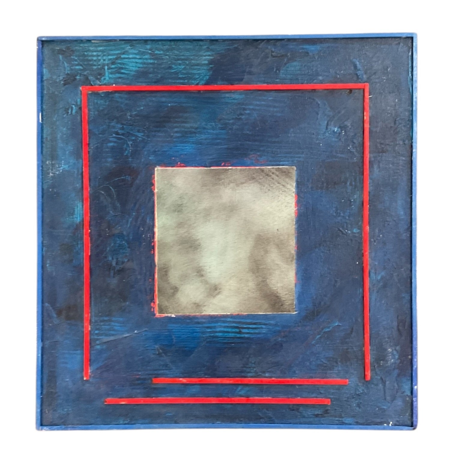 "Gravity V" Mixed Media on Canvas in Midnight Blue and Red