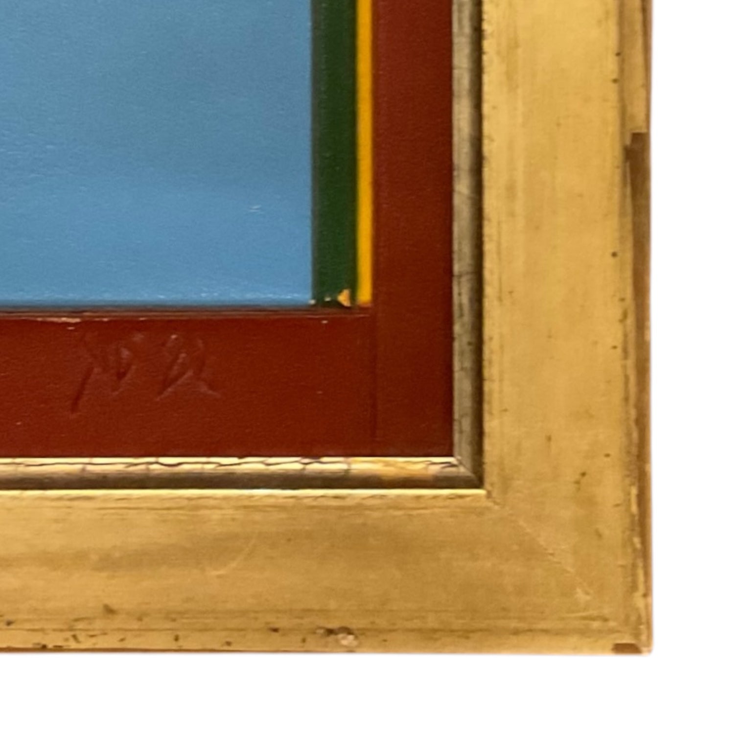 Vintage Leather Constructivist Influenced Abstraction in Antique Gilt Wood Frame