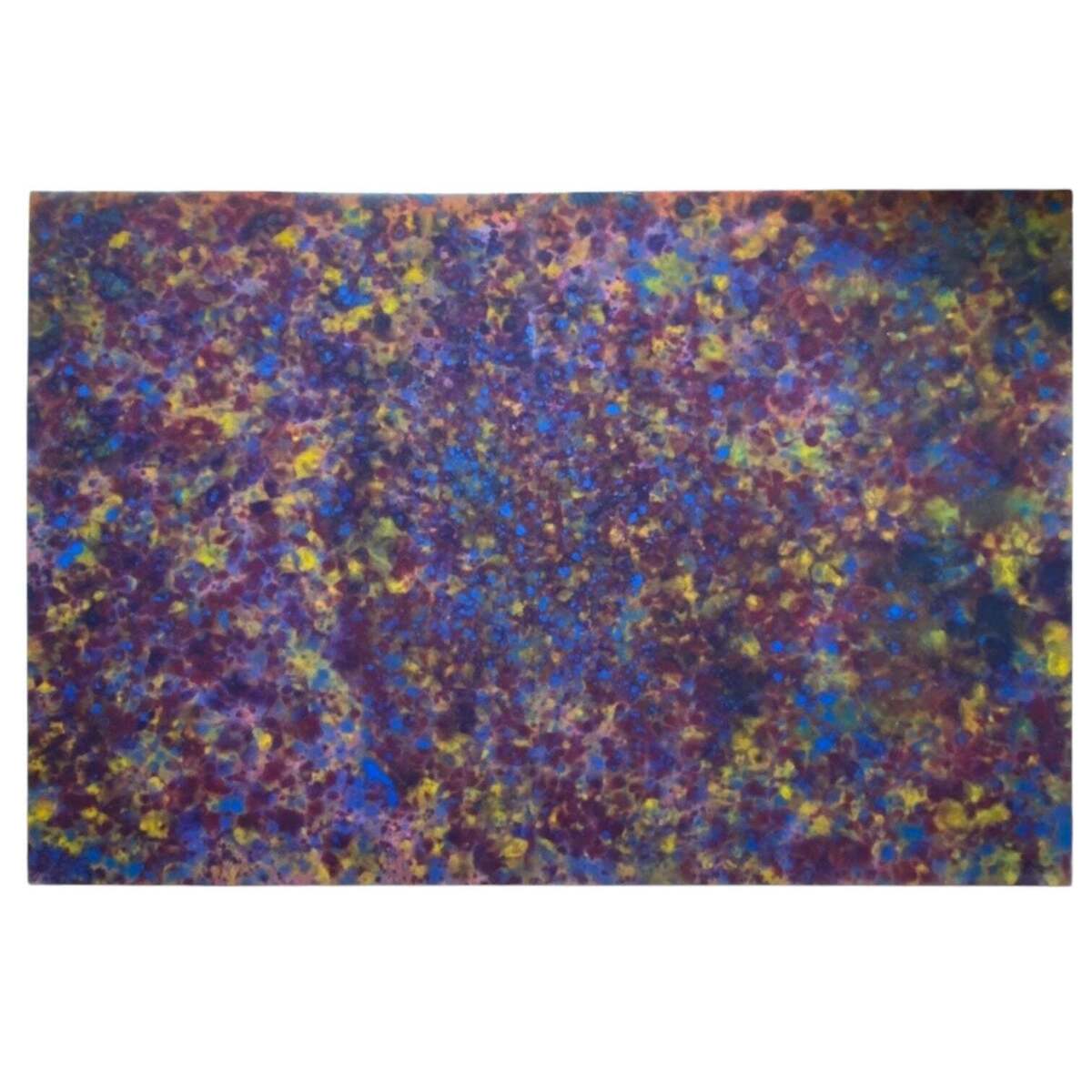 Monumental Neo-Impressionist Colorfield Painting in Vibrant Cobalt and Deep Merlot
