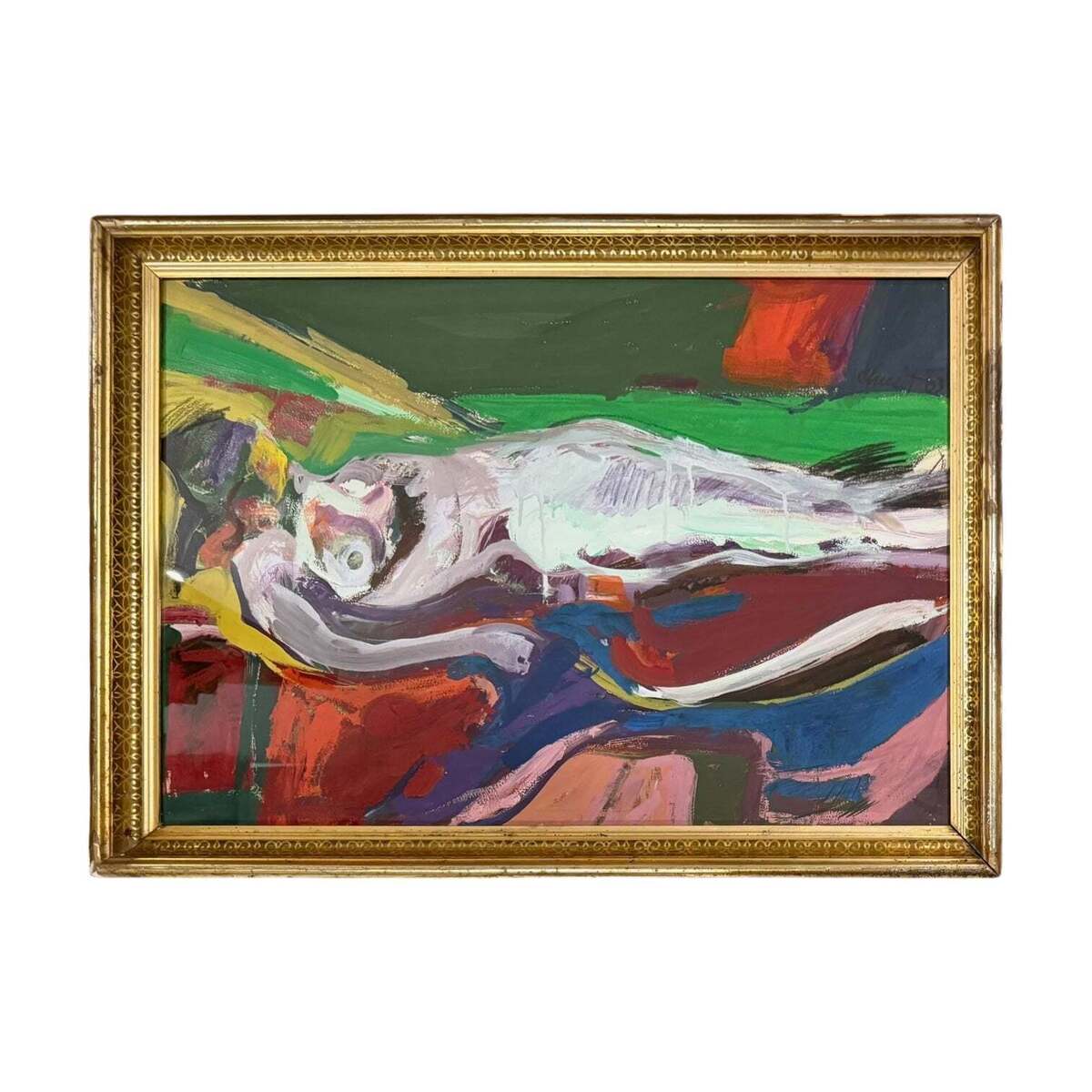 Oil Painting of Reclining Figure in 19th Century Gilt Frame, Mid-20th Century