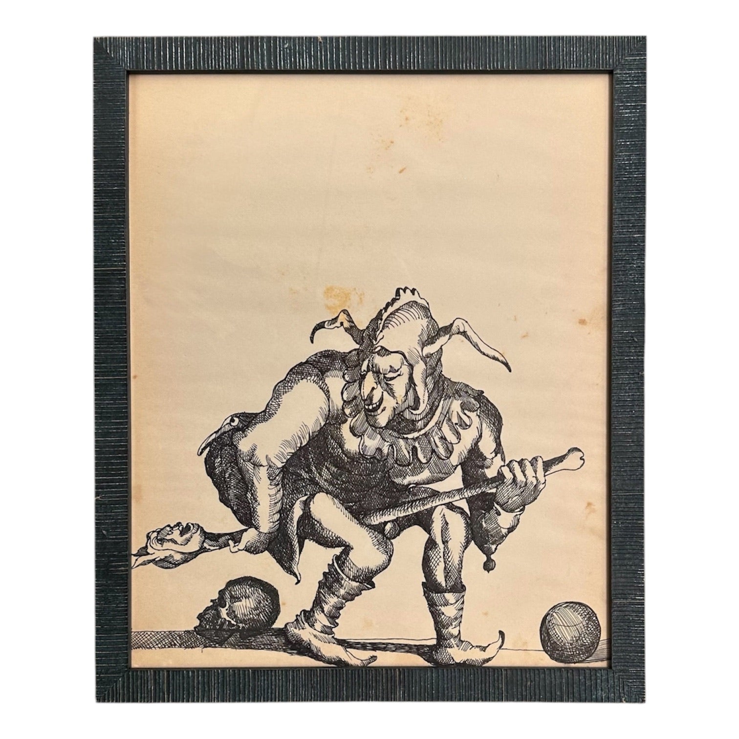 Meticulously Rendered Ink Drawing of Theatrical Figure
