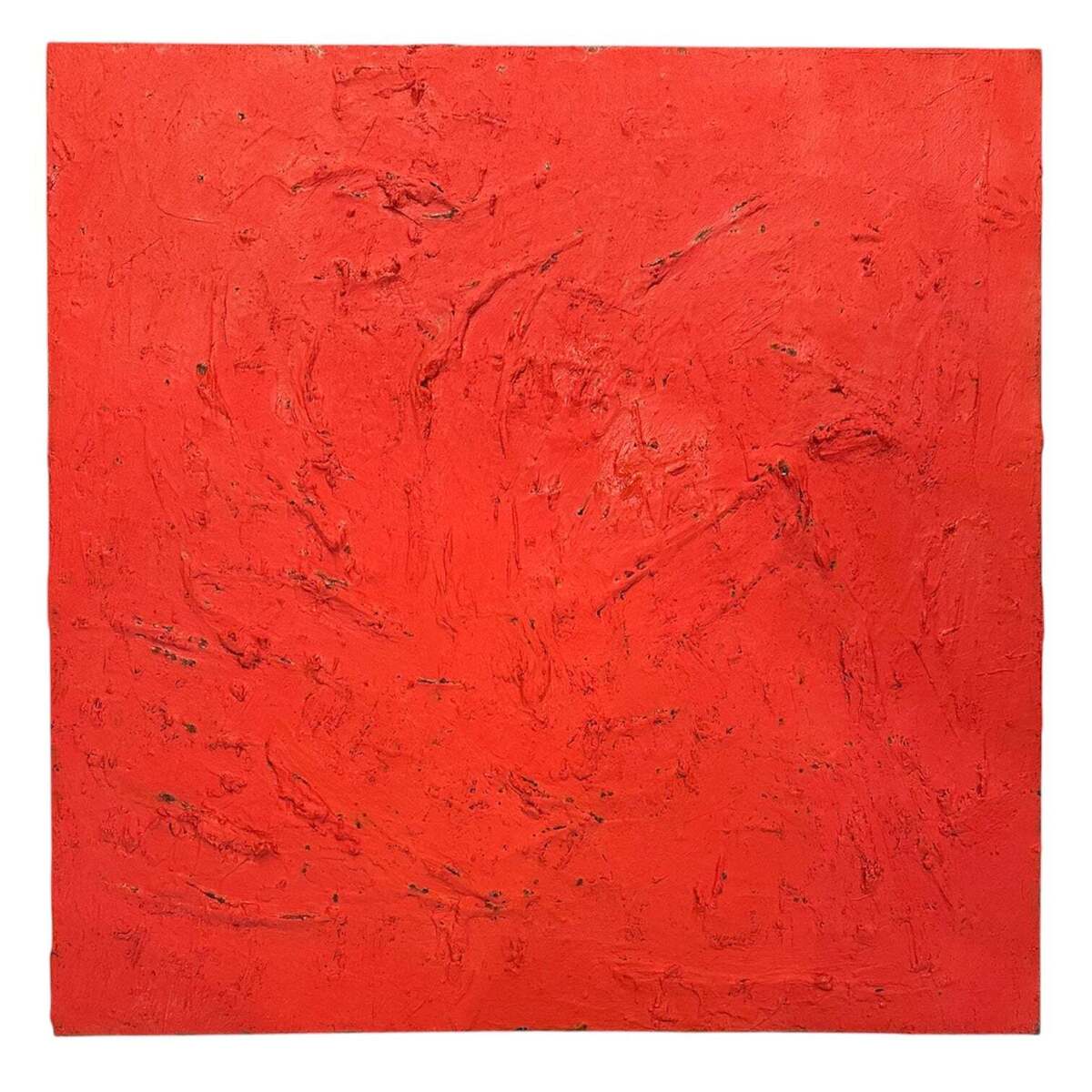 Colorfield Painting with Heavy Impasto in Red