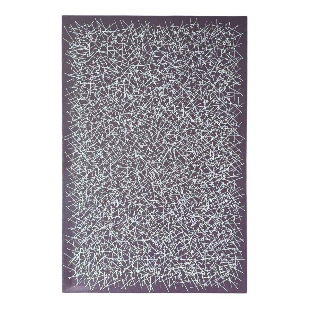 Bold Pattern Painting in Plum and White