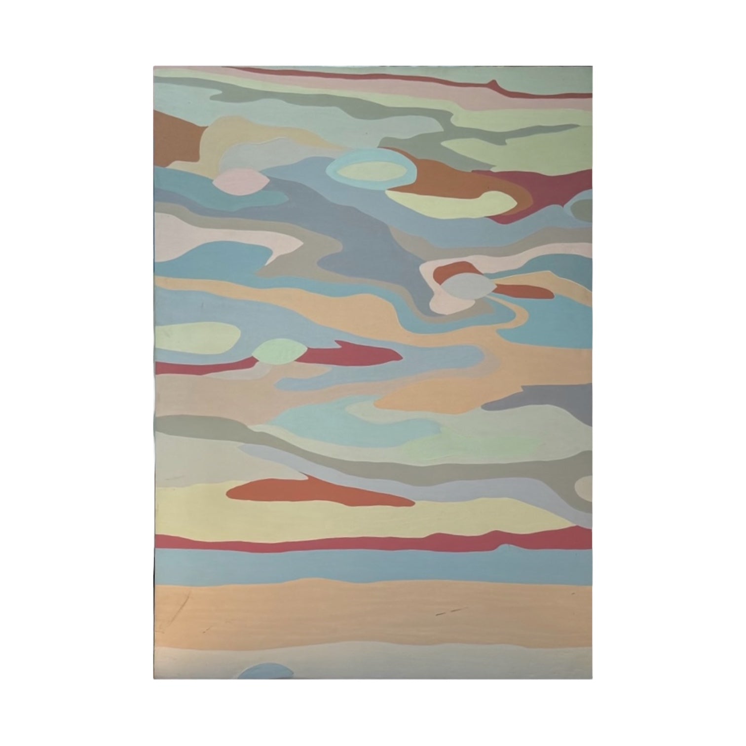 Color Block Abstract in Blues Pinks Green and Brick Red