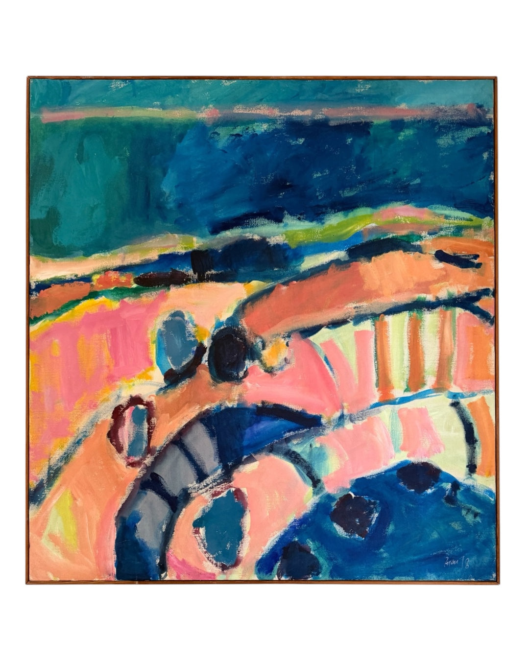 Reserved for Anna Vintage Fauvist Landscape on Canvas 1978