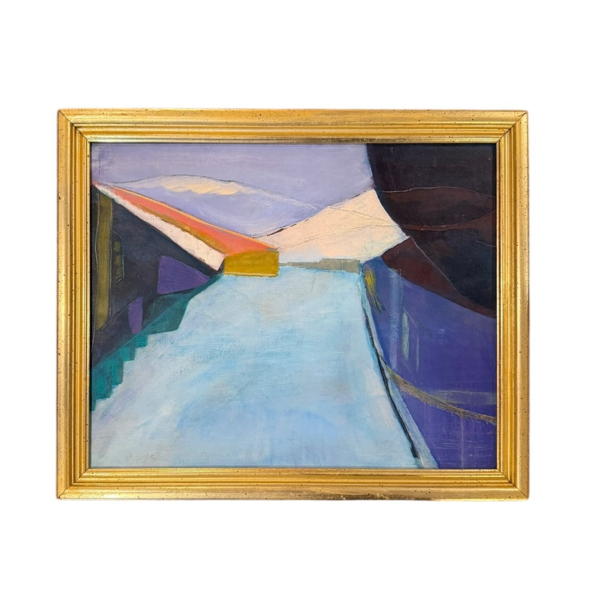 Minimalist Landscape on Canvas in Gilt Wood Frame "Someplace, Somewhere
