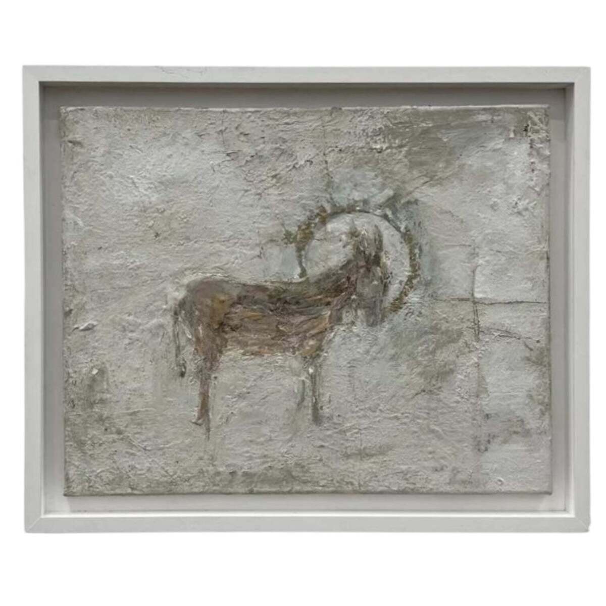 Vintage Painting of Donkey in Heavy Impasto