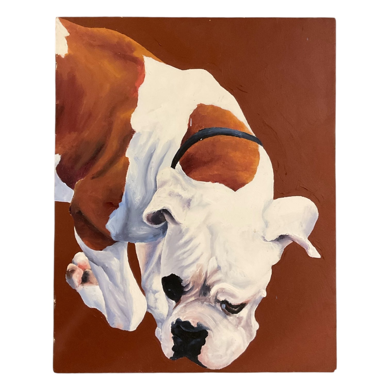 Portrait of a Sleepy Bulldog on a Burnt Sienna Ground