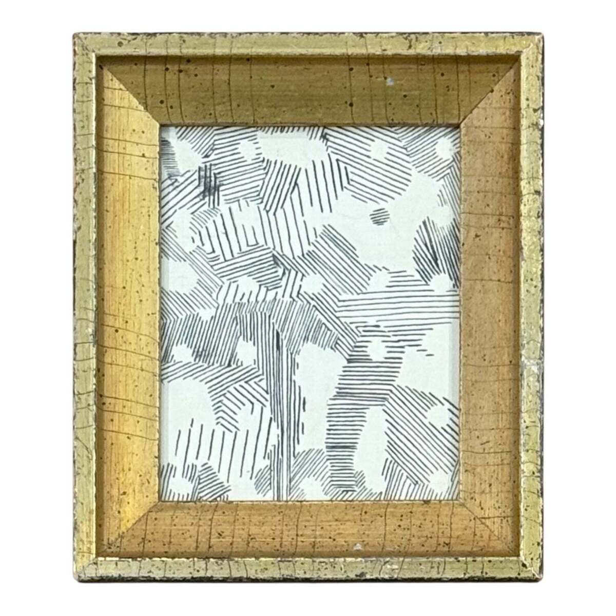 Abstract Pattern Ink Drawing in 19th Century Gilt Frame