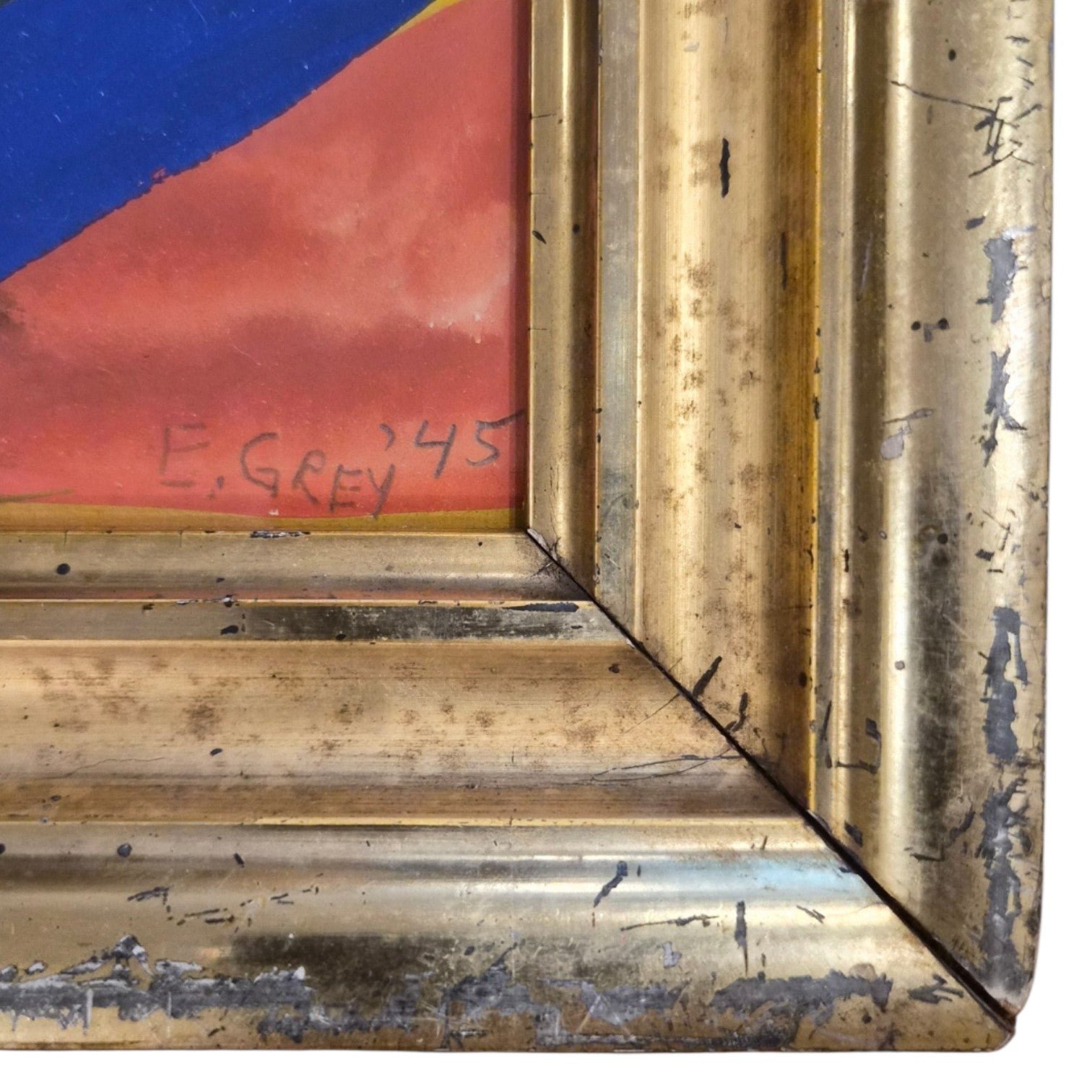 Early Cubist Figurative Portrait of Reclining Woman in 19th Century Lemon Gold Frame