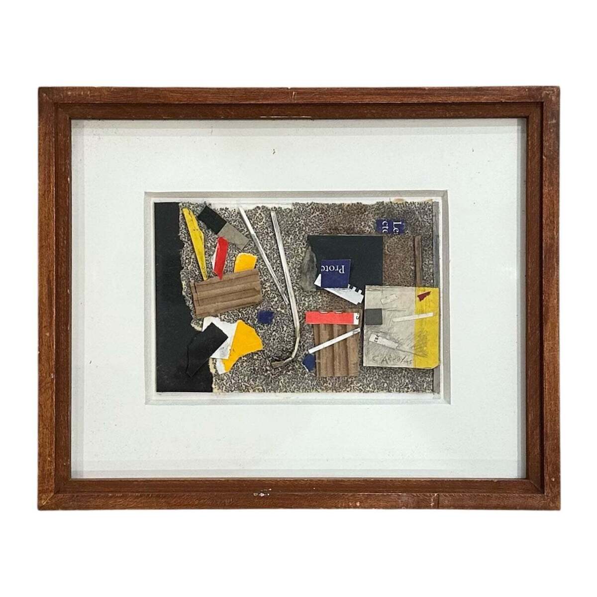 1995 Mixed Media Collage in Red Yellow and Blue