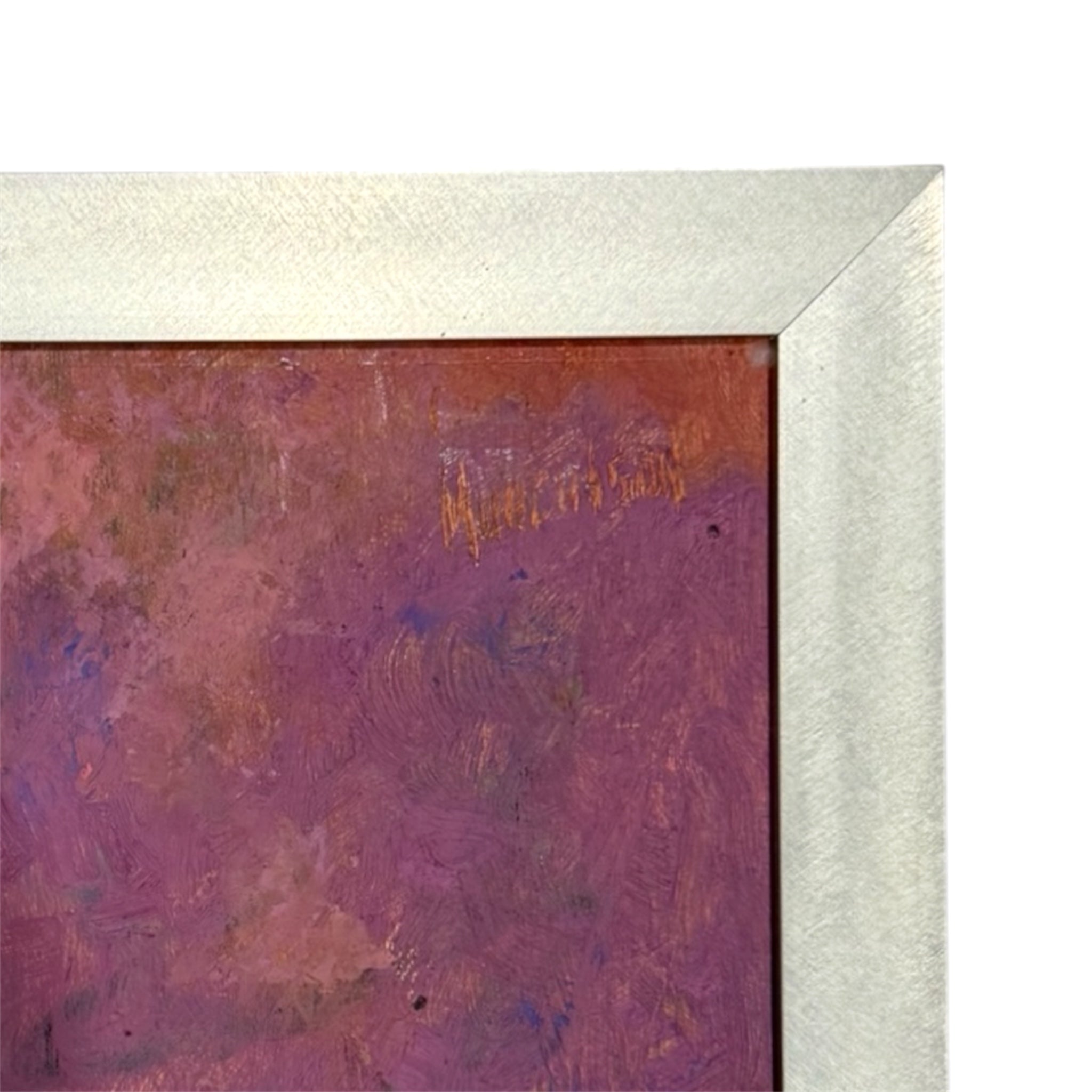 Saturated Dreamlike Colorfield Painting in Original Vintage Metal Frame