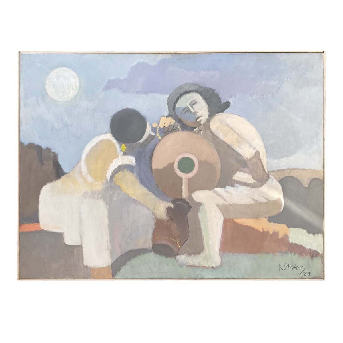 Abstract Figurative Painting of Couple Pouring Water