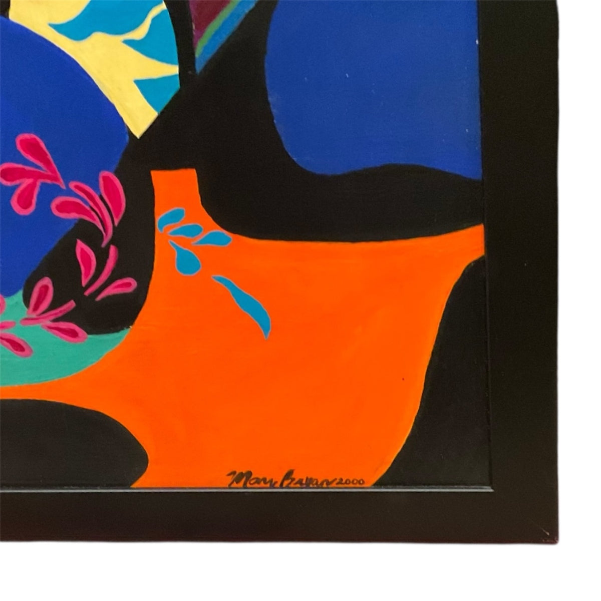 Vintage Colorful Still Life with Cat in the Manner of Matisse