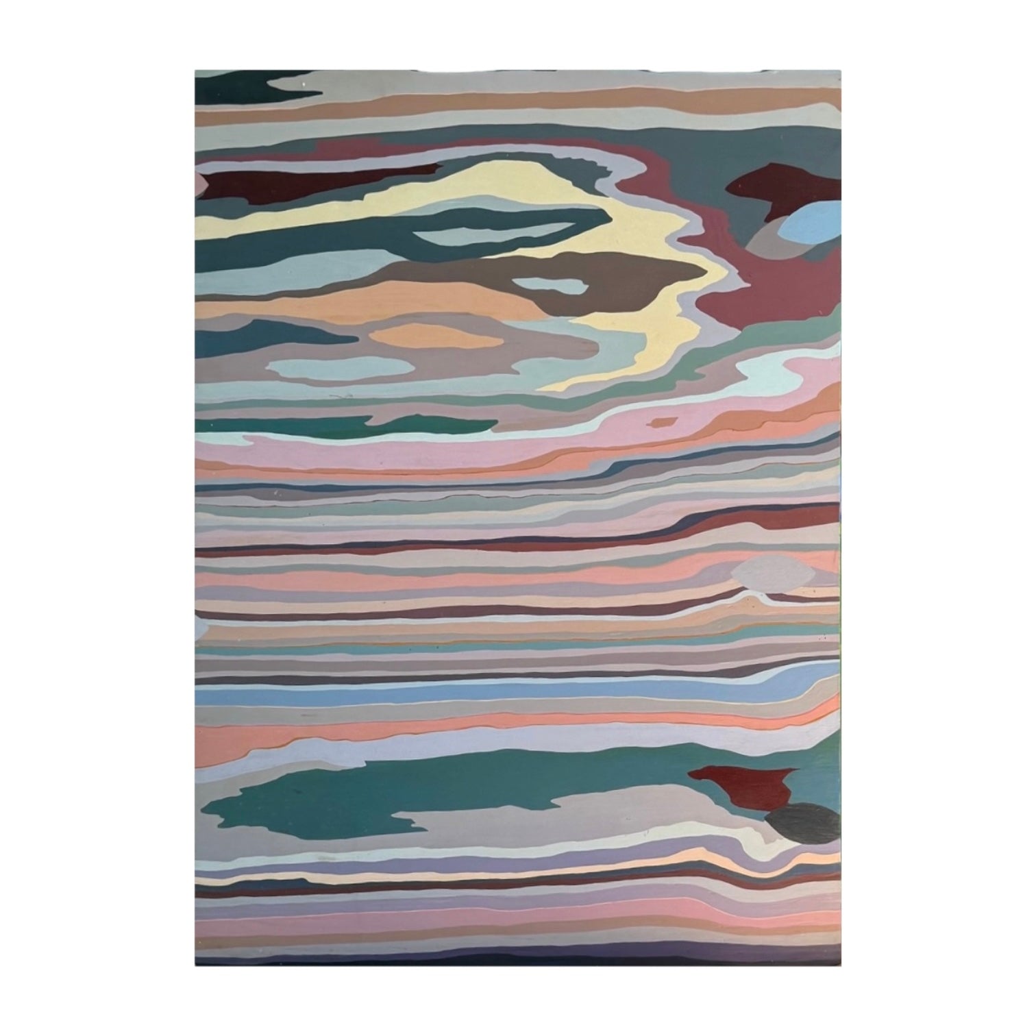 Color Block Abstract in Dark Green Tans and Brick Reds