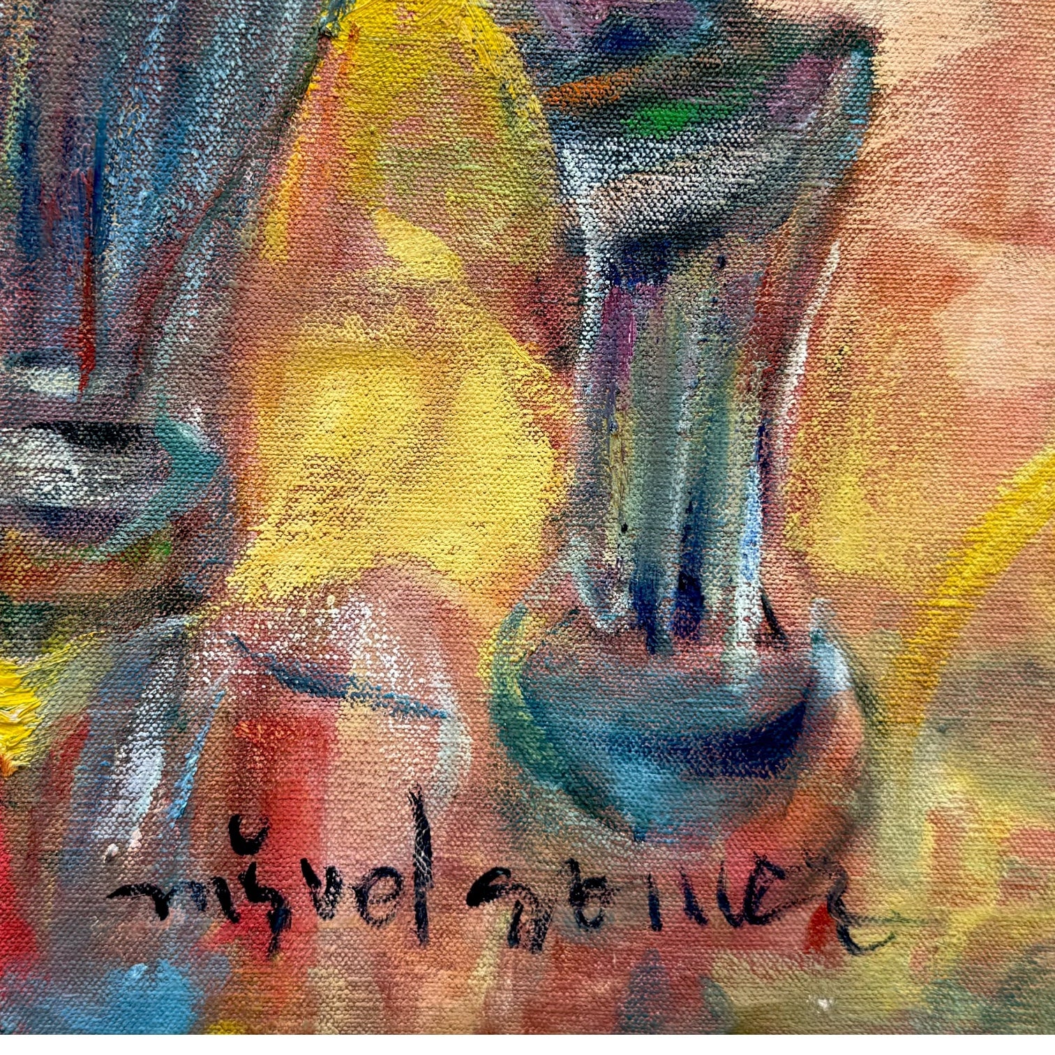 "Cuerpos Consentidos" Abstracted Layered Figures Oil on Canvas