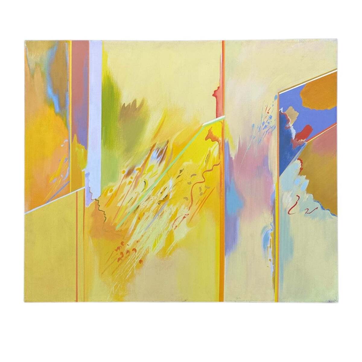 Abstract Oil Painting with Vertical Stripes