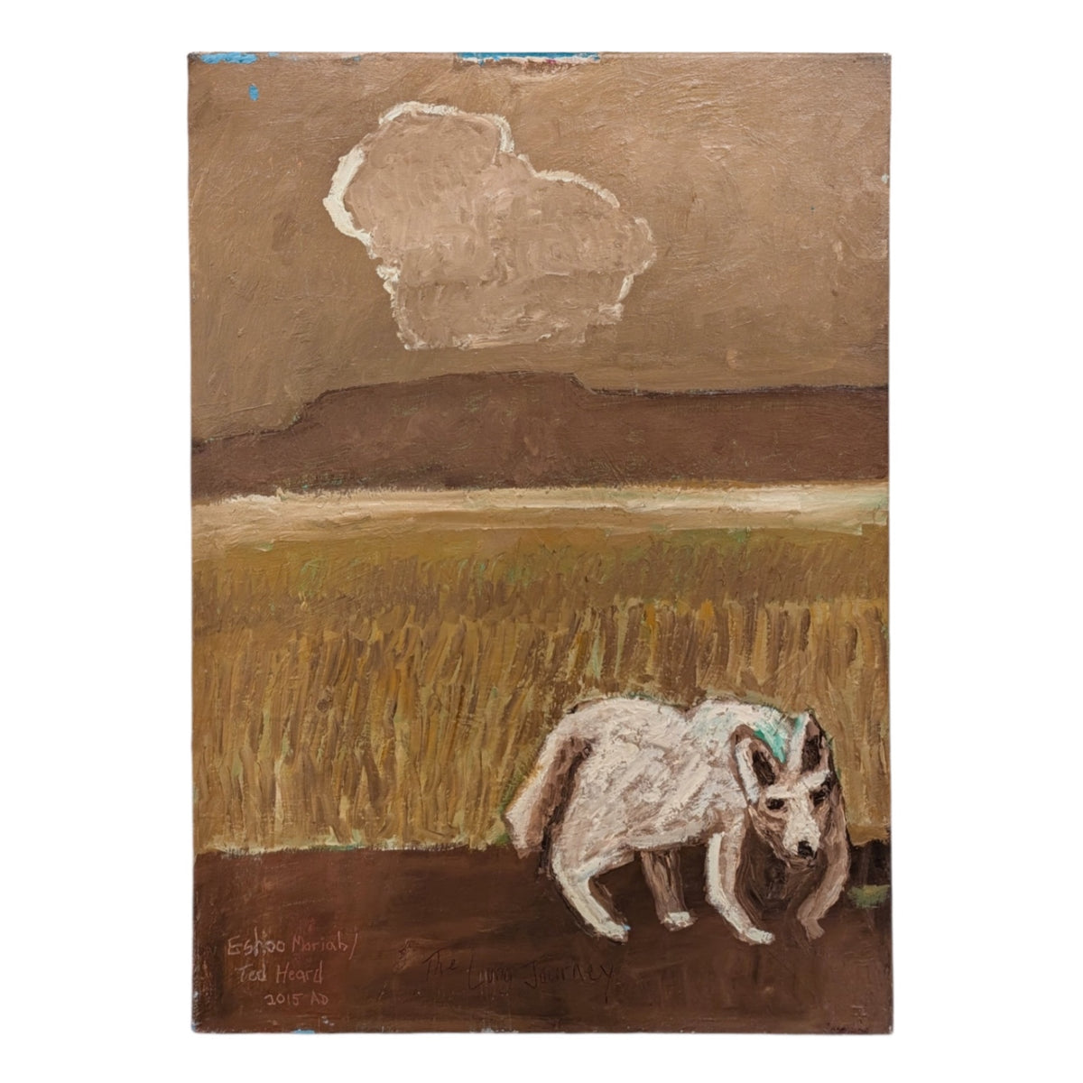 Outsider Art Dog in Desert Landscape