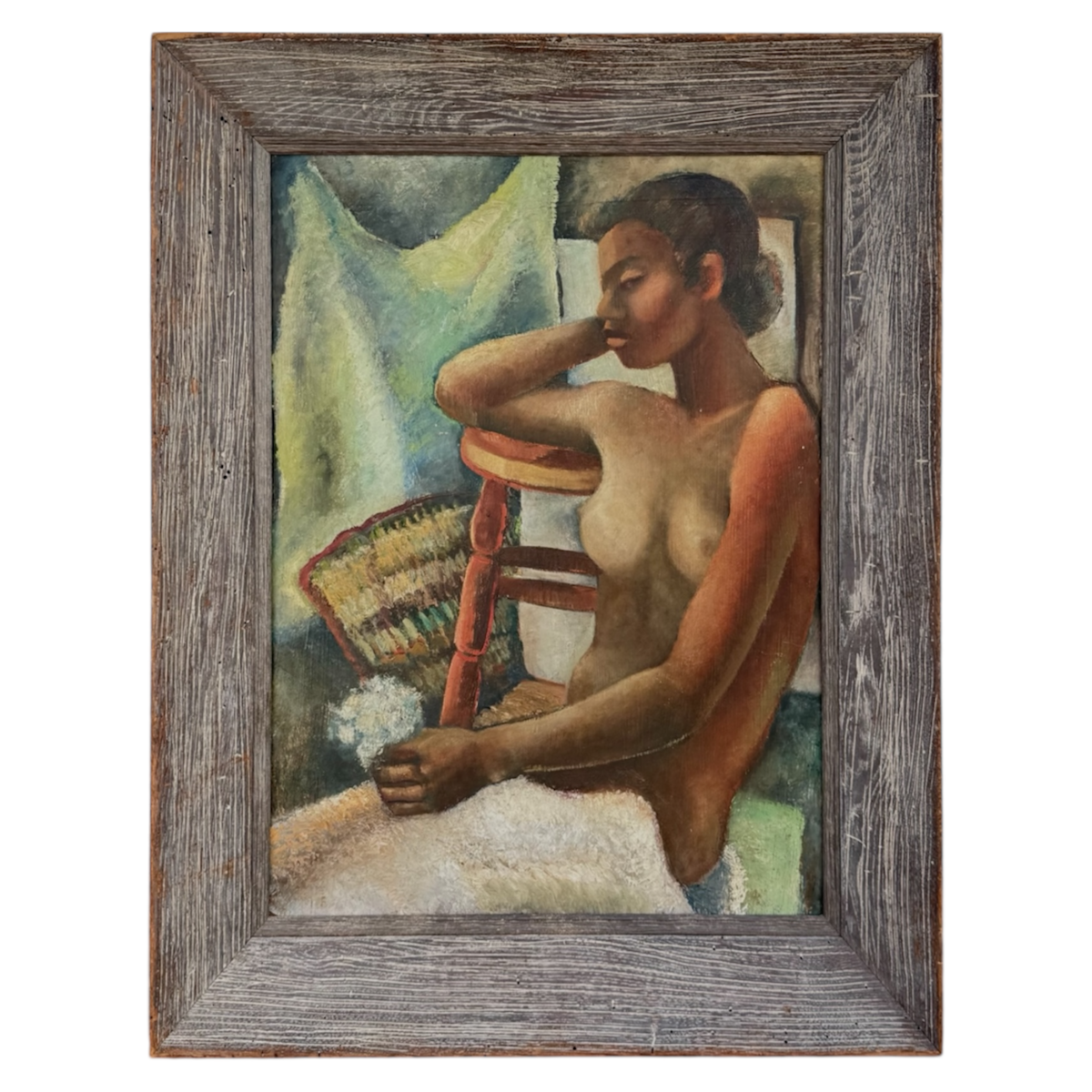 WPA Era Portrait of a Black Woman in and Interior with Wide Period Frame