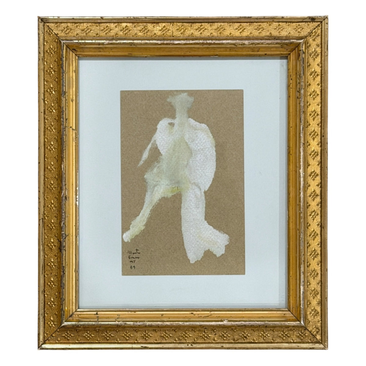 Soft Oil Painting of Figure in 19th Century Gilt Patterned Frame