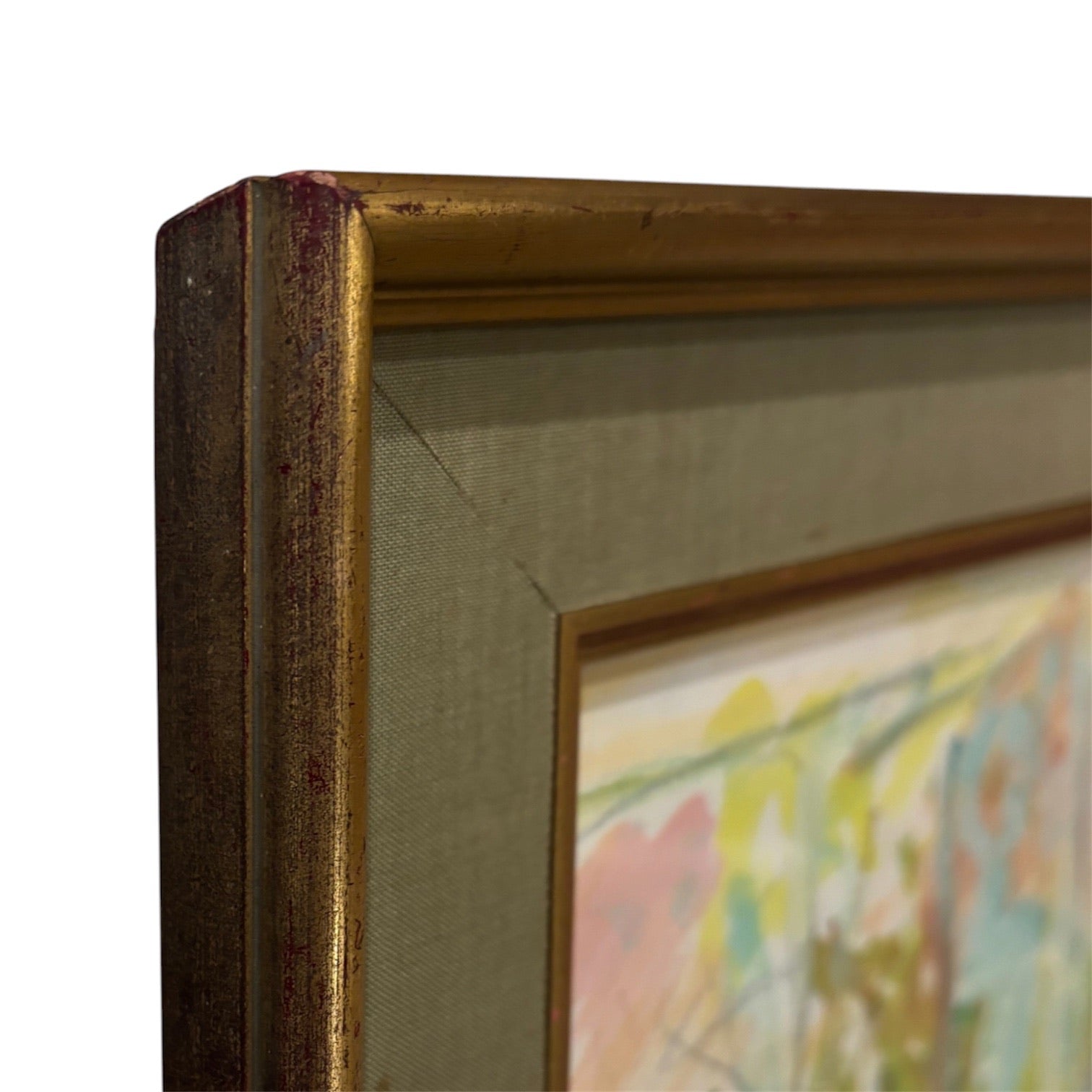 Vintage Oil on Paper of Figure Reclining on a Divan in Vintage French Frame