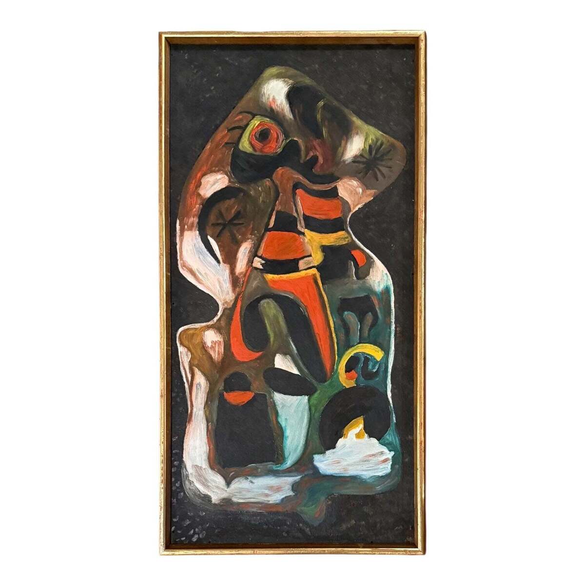 Surrealist Biomorphic Painting in Original Vintage Frame