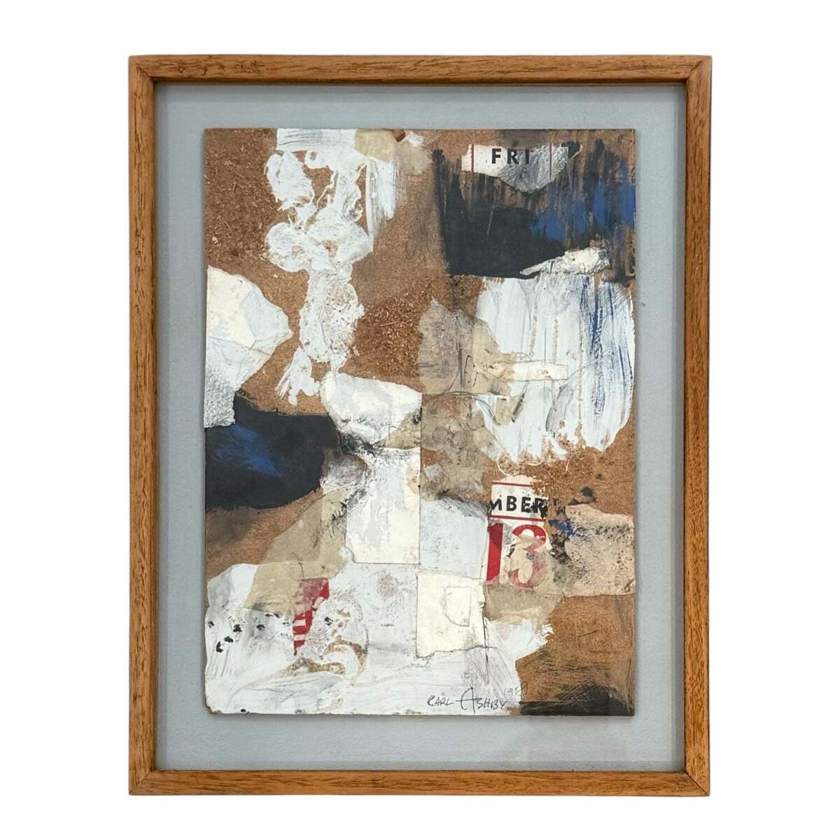 1959 Mixed Media Painting in Original Wood Frame