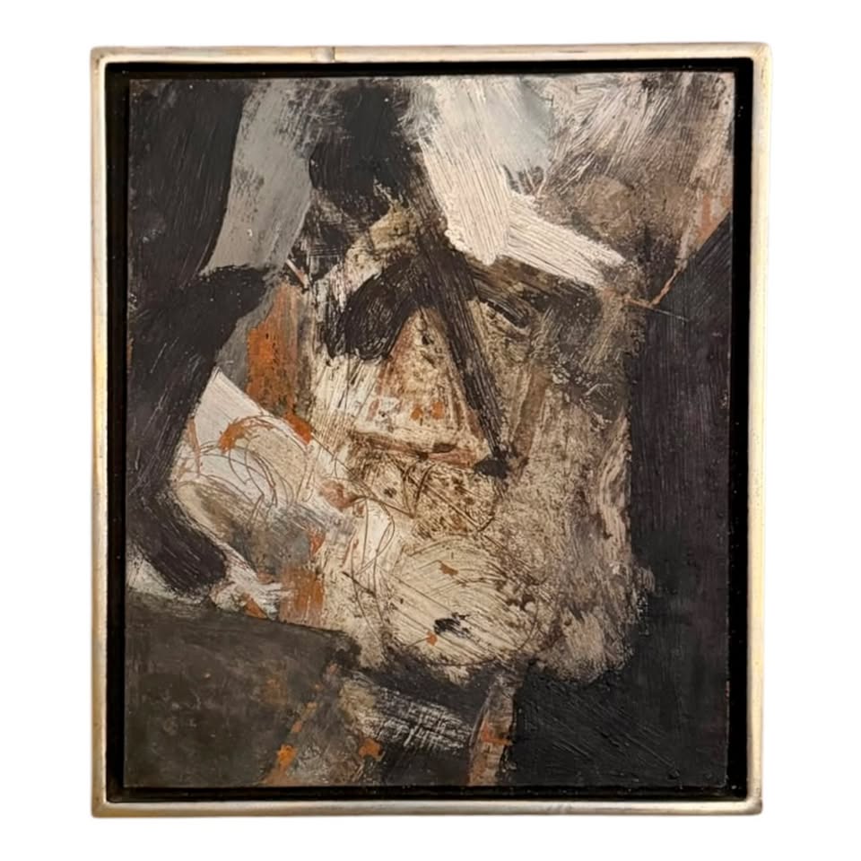 Mid Century Abstract Expressionist Painting in Original Frame