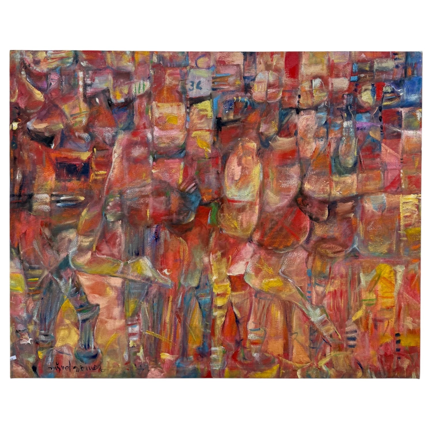 "Cuerpos Consentidos" Abstracted Layered Figures Oil on Canvas