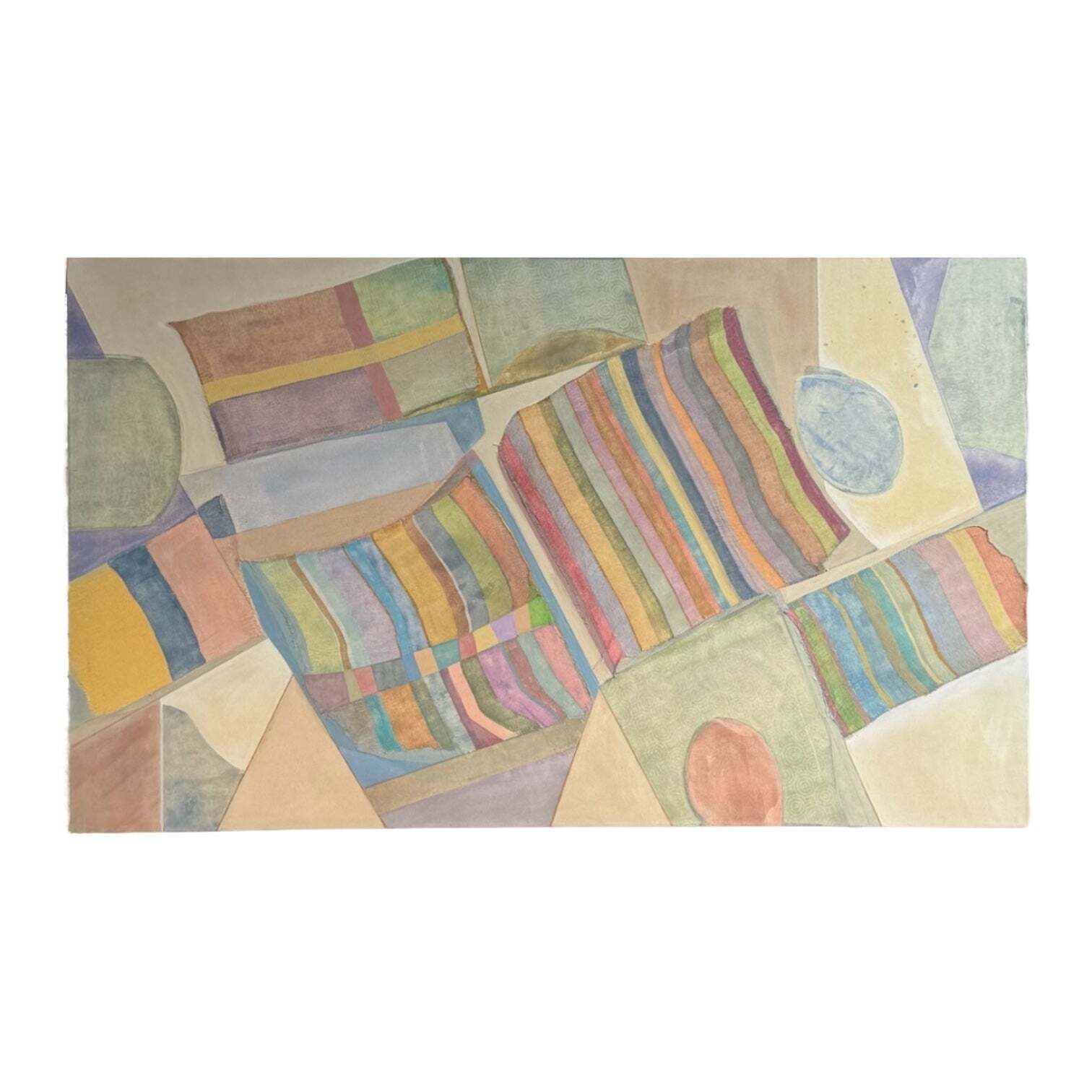 Oversized Graphic Abstract Painting in Pale Pastel Colors