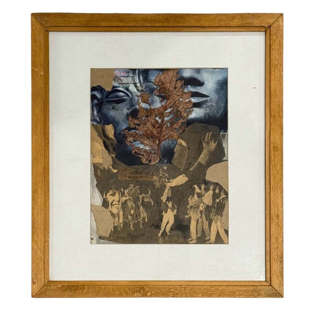 1989 Mixed Media Collage with Photographs and Natural Elements in Original Gallery-Style Frame