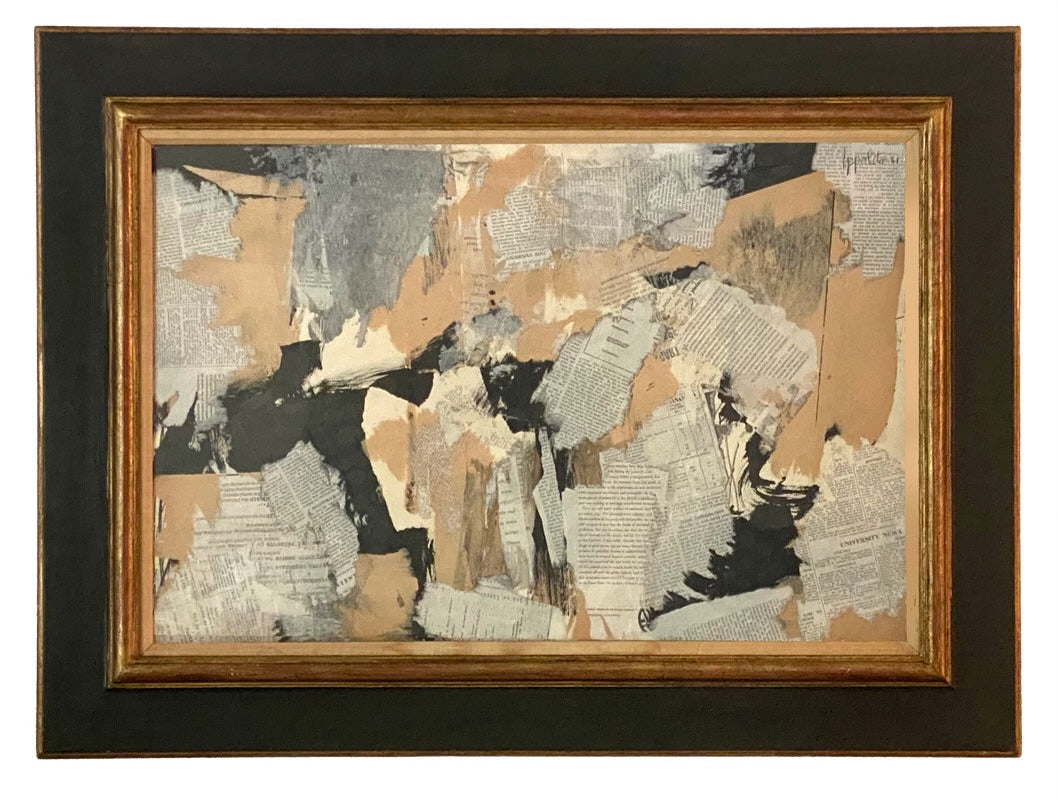 Mixed Media Painting Presented in Vintage Frame